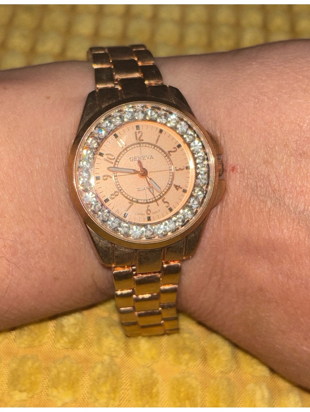 Geneva 7228 Rose Gold Tone Rhinestone Womens Watch